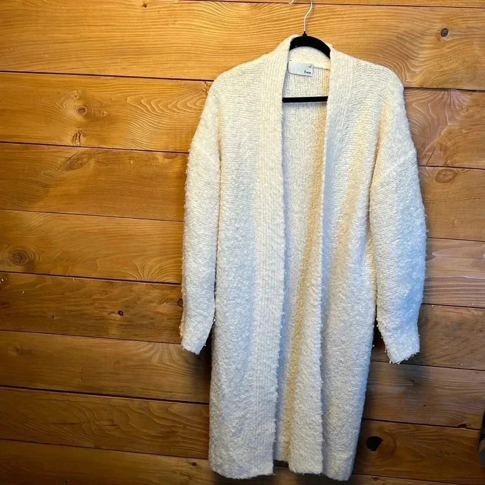 Wilfred Free Womens open long cardigan soft tight knit party cream Md warm event